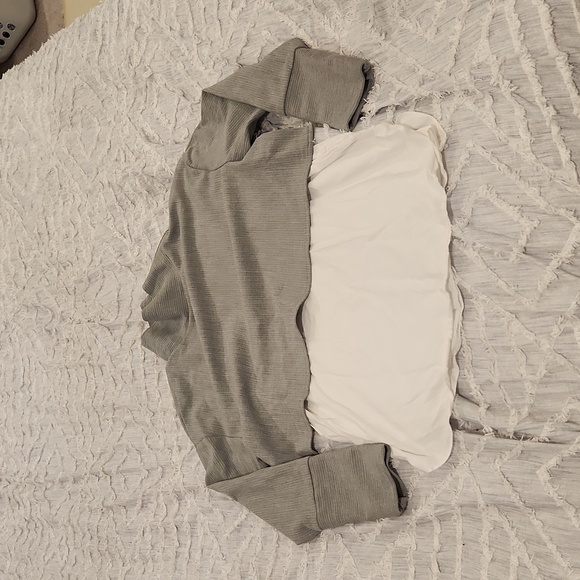 Zara two layer gray and white blouse sweatshirt combo size M! - Picture 1 of 8